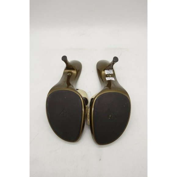 Donald Pliner Couture Cream Gold Alligator Print Slide Heel Shoes Women's 7 M - Picture 10 of 10